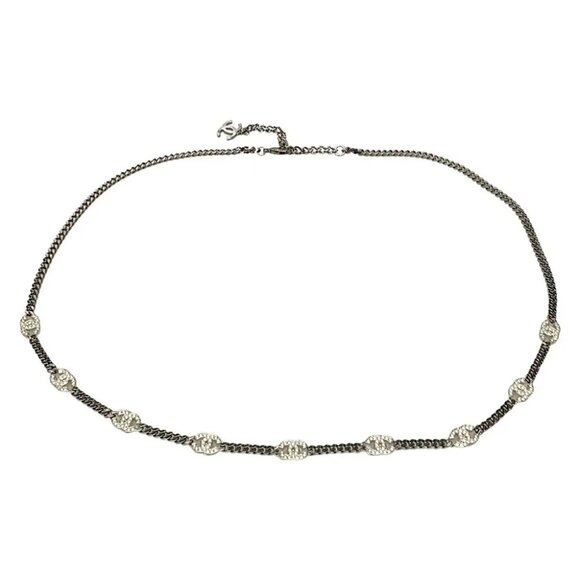 Auth CHANEL - AB6443 Silver Hardware Belt - Picture 1 of 6